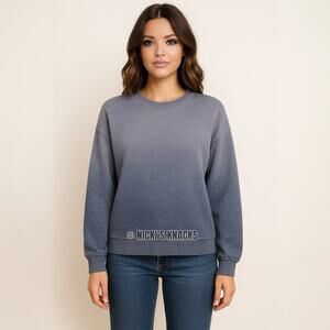 American Eagle Thermal Pullover Blue Acid Wash Y2K Terry Sweatshirt Size S